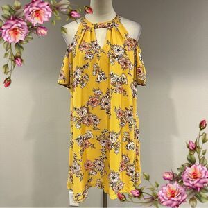Lily Rose cold shoulder short sleeve a-line mini floral dress